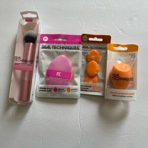 Real techniques bundle includes brush, powder buffs and beauty sponge